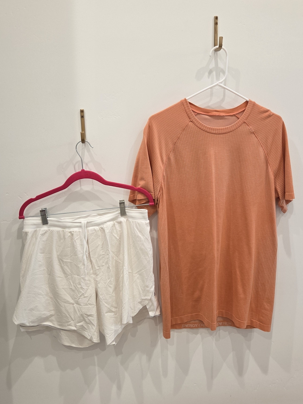 Lululemon Metal Vent Tech Coral Shirt & Fast and Free Lined 6" Shorts Set Men L